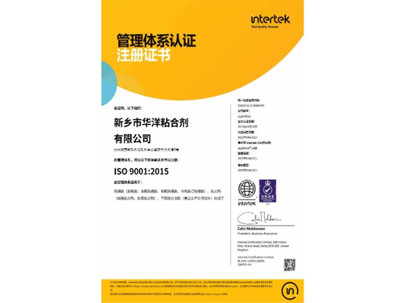 ISO 9001 管理體系認(rèn)證注冊(cè)證書(shū)